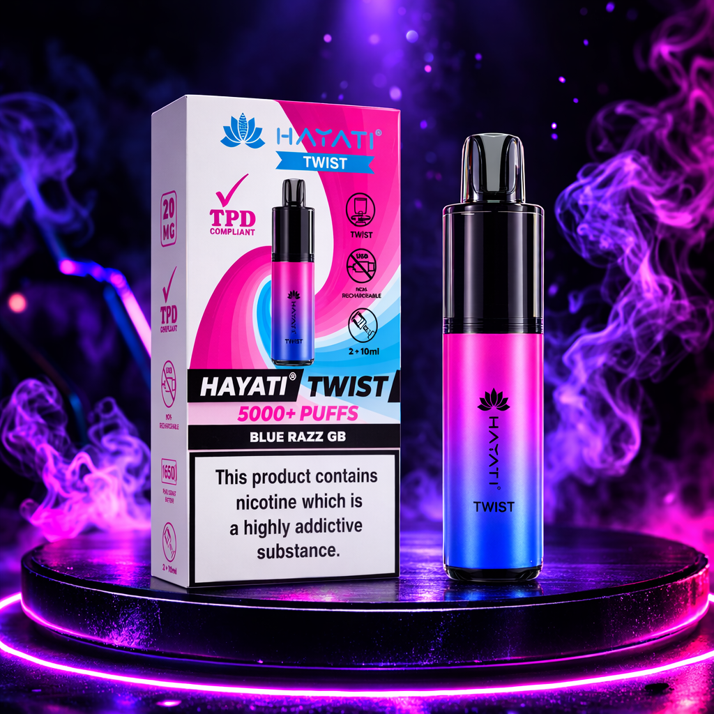 Hayati Twist 5K - Cigarrillo electrónico vaper desechable 5000 puff Blue Razz