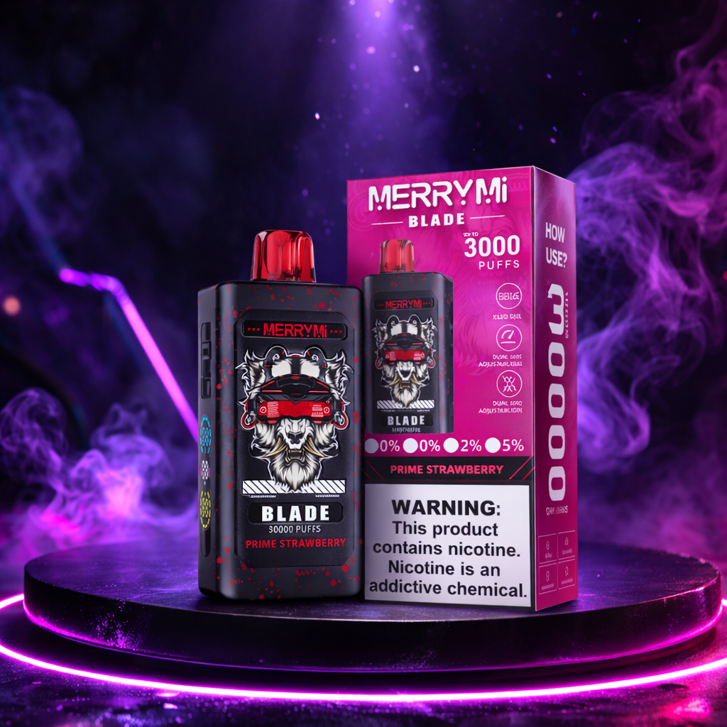 MerryMi Blade 30K - Vaper desechable con nicotina, 30000 caladas y sabor Strawberry Prime