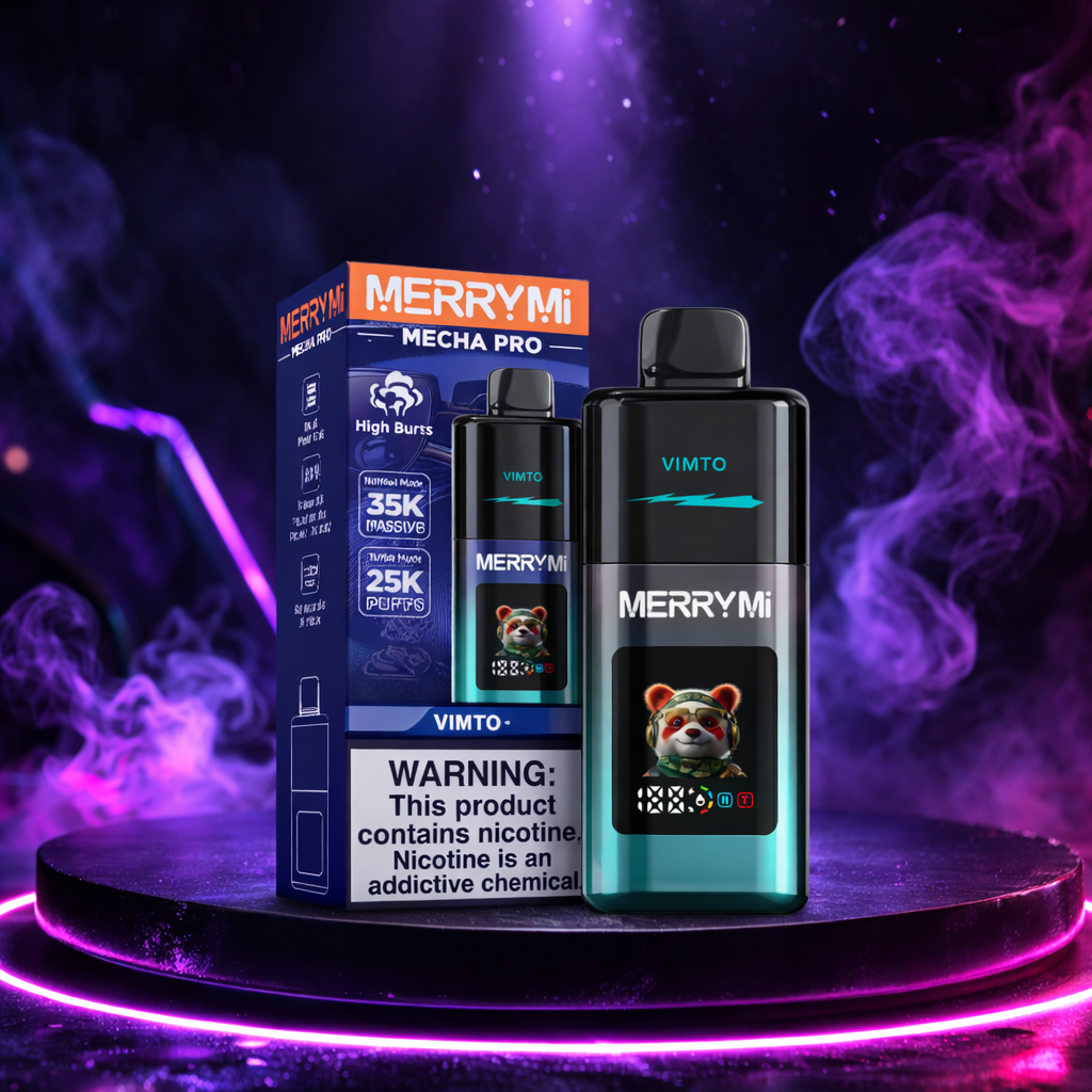 MerryMi Mecha Pro 35K - Cigarrillo electrónico desechable con muchas caladas y sabor Vimto